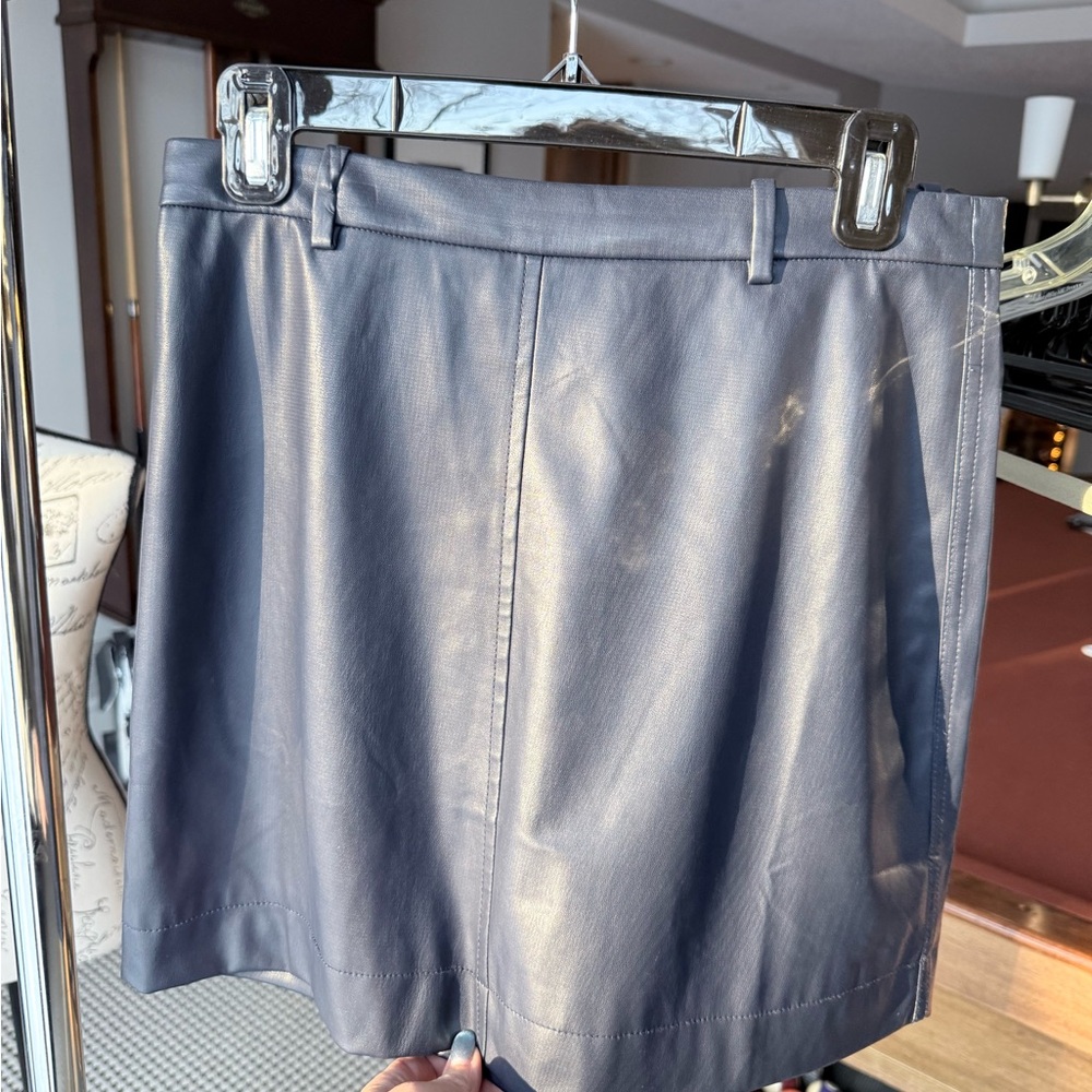 J. Crew faux leather navy skirt